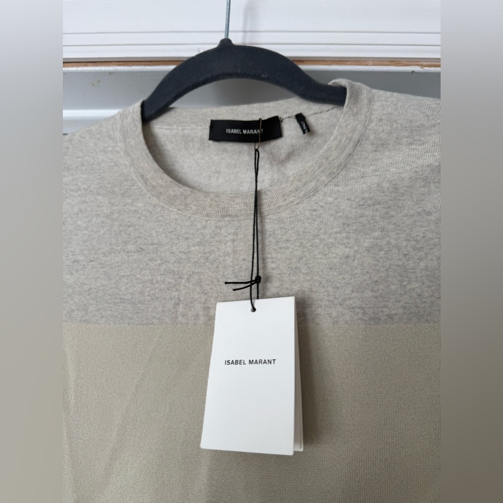 ISABEL MARANT Ascah paneled wool blend sweater 38 beige stretch classic top - Picture 2 of 5